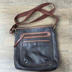 The Sak Cora Brown Genuine Leather Shoulder Bag, Crossbody Bag